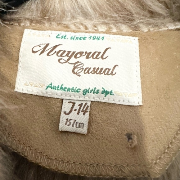 Mayoral vest size 14 girl winter fall toggle buttons faux fur boho western warm - Picture 2 of 3